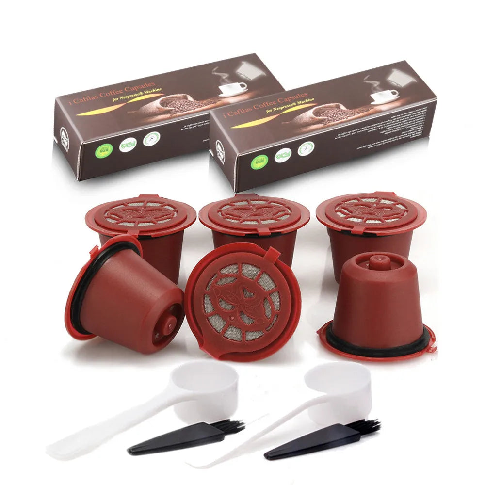 Reusable Coffee Capsule for Nespresso Machine with Stainless Filter Mesh icafilas Refill Espresso Pod Kitchen Tamper Accessories