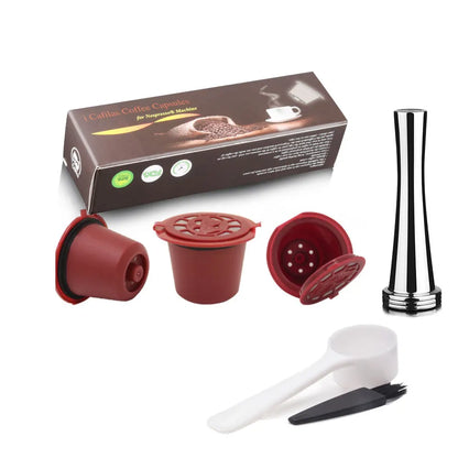 Reusable Coffee Capsule for Nespresso Machine with Stainless Filter Mesh icafilas Refill Espresso Pod Kitchen Tamper Accessories