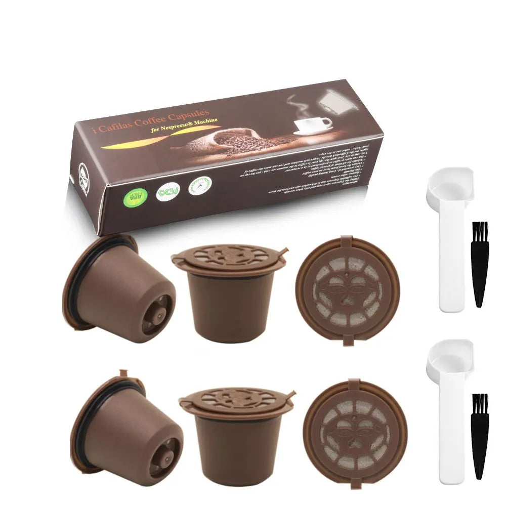 Reusable Coffee Capsule for Nespresso Machine with Stainless Filter Mesh icafilas Refill Espresso Pod Kitchen Tamper Accessories