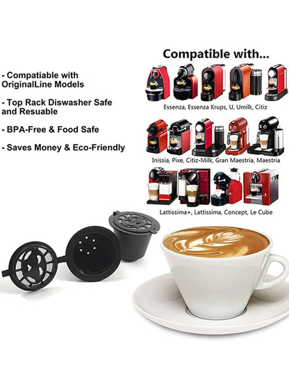 Reusable Coffee Capsule for Nespresso Machine with Stainless Filter Mesh icafilas Refill Espresso Pod Kitchen Tamper Accessories