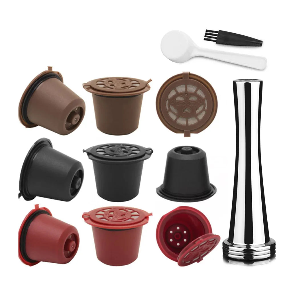 Reusable Coffee Capsule for Nespresso Machine with Stainless Filter Mesh icafilas Refill Espresso Pod Kitchen Tamper Accessories